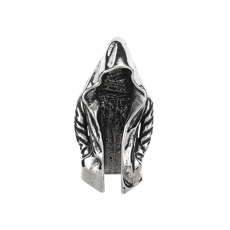 Dark Assassin Cape Pendant, Punk Mysterious Person Cape Titanium Steel Men's Pendant Necklace