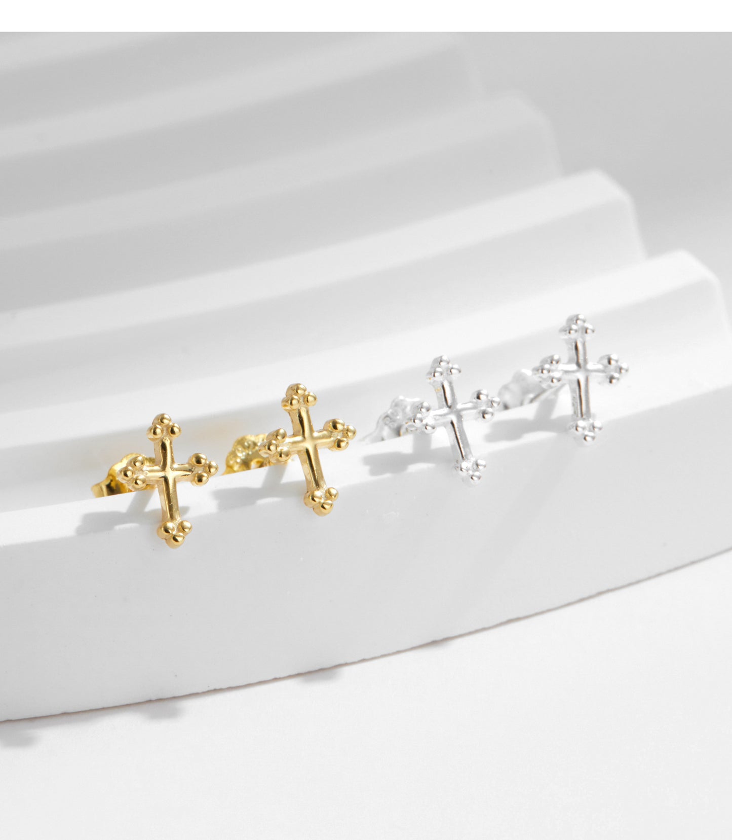 Planderful Everyday Genie Mini Cross Stud Earrings – Premium Sterling Silver Gender-Neutral Style
