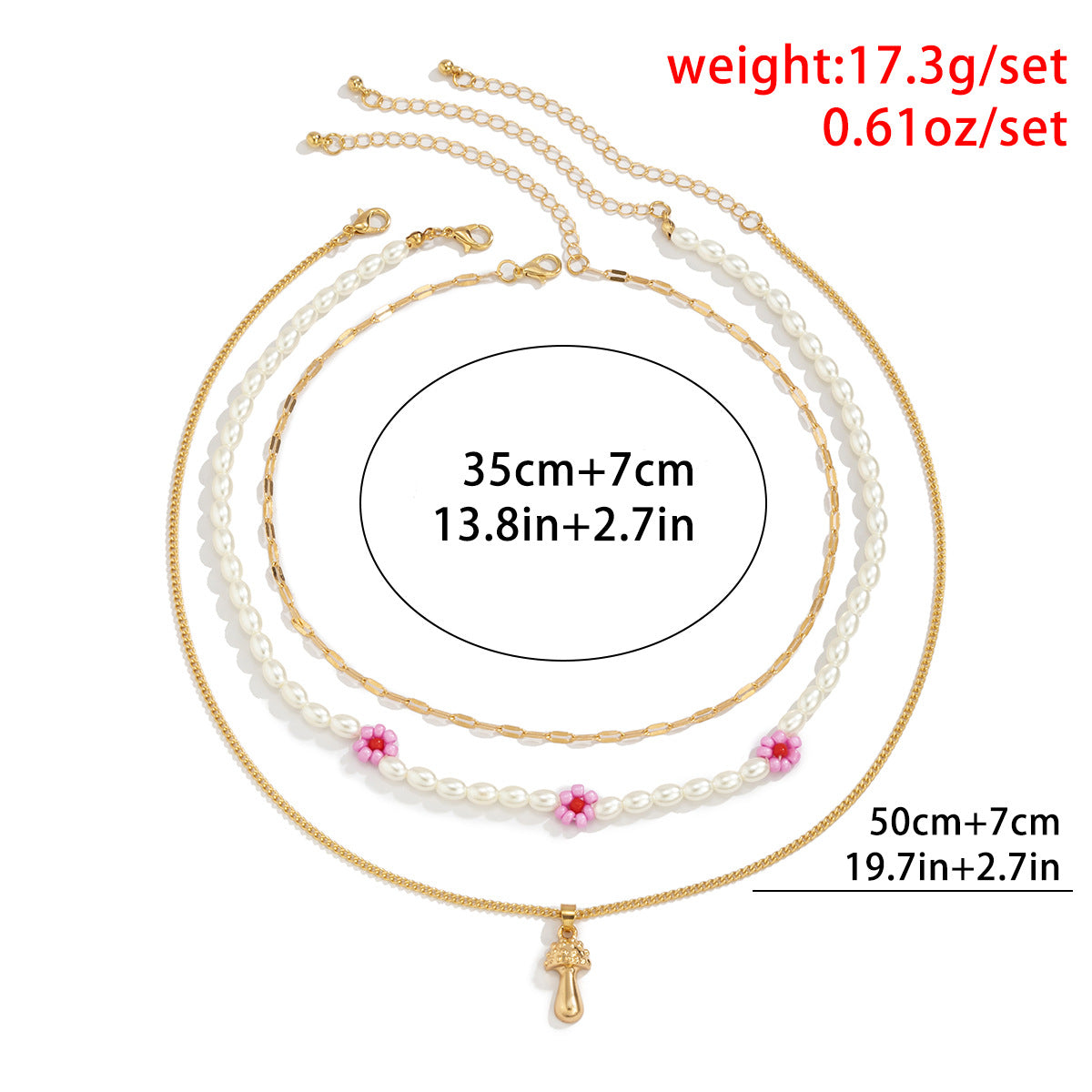 Planderful Mushroom Flower Necklace Multi Layer Pastoral Imitation Pearl For Women Elegant Statement Jewelry