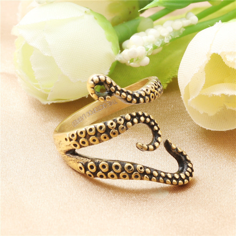 Titanium Steel Retro Squid Claw Ring for Men - Trendy Animal Jewelry Accessory