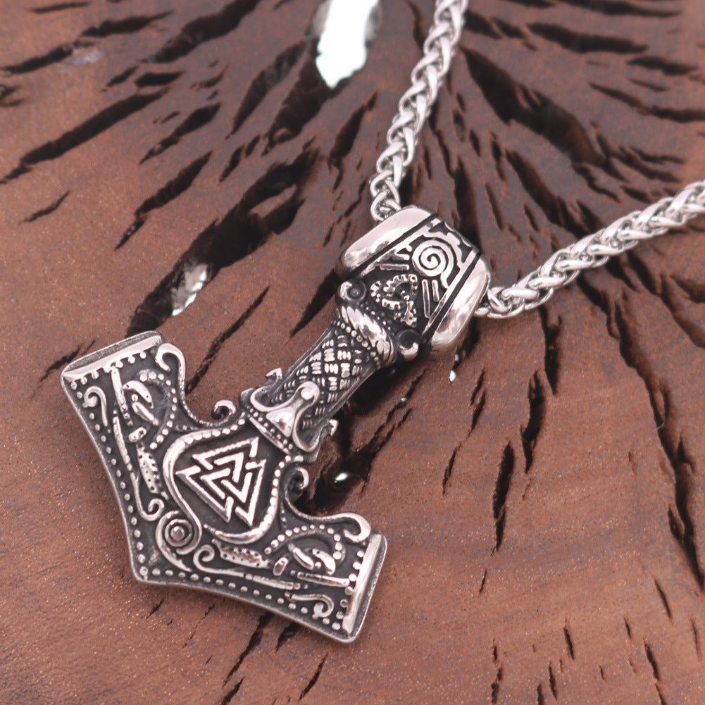 Norse Legacy Titanium Steel Pendant with Odin Rune Necklace - Men's Viking Jewelry