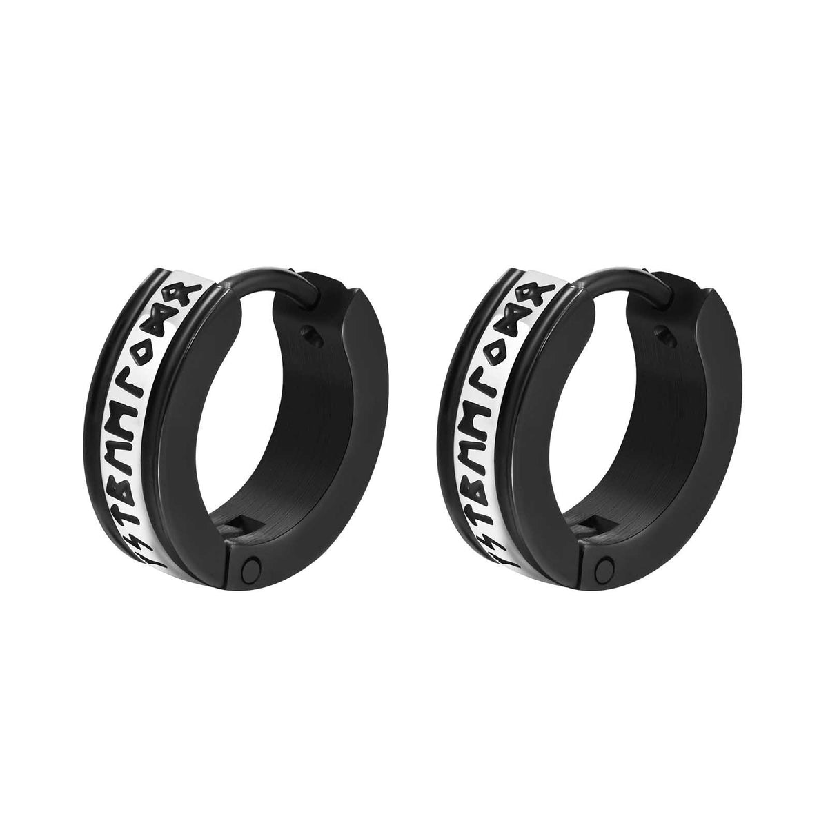 Stainless Steel Viking Black Earrings