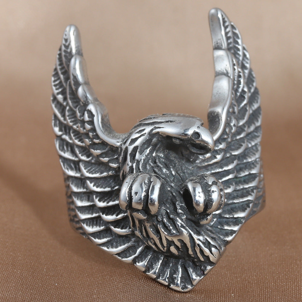 Titanium Steel Eagle Ring for Men – Retro Trendy Personalized Accessory in European and American Style