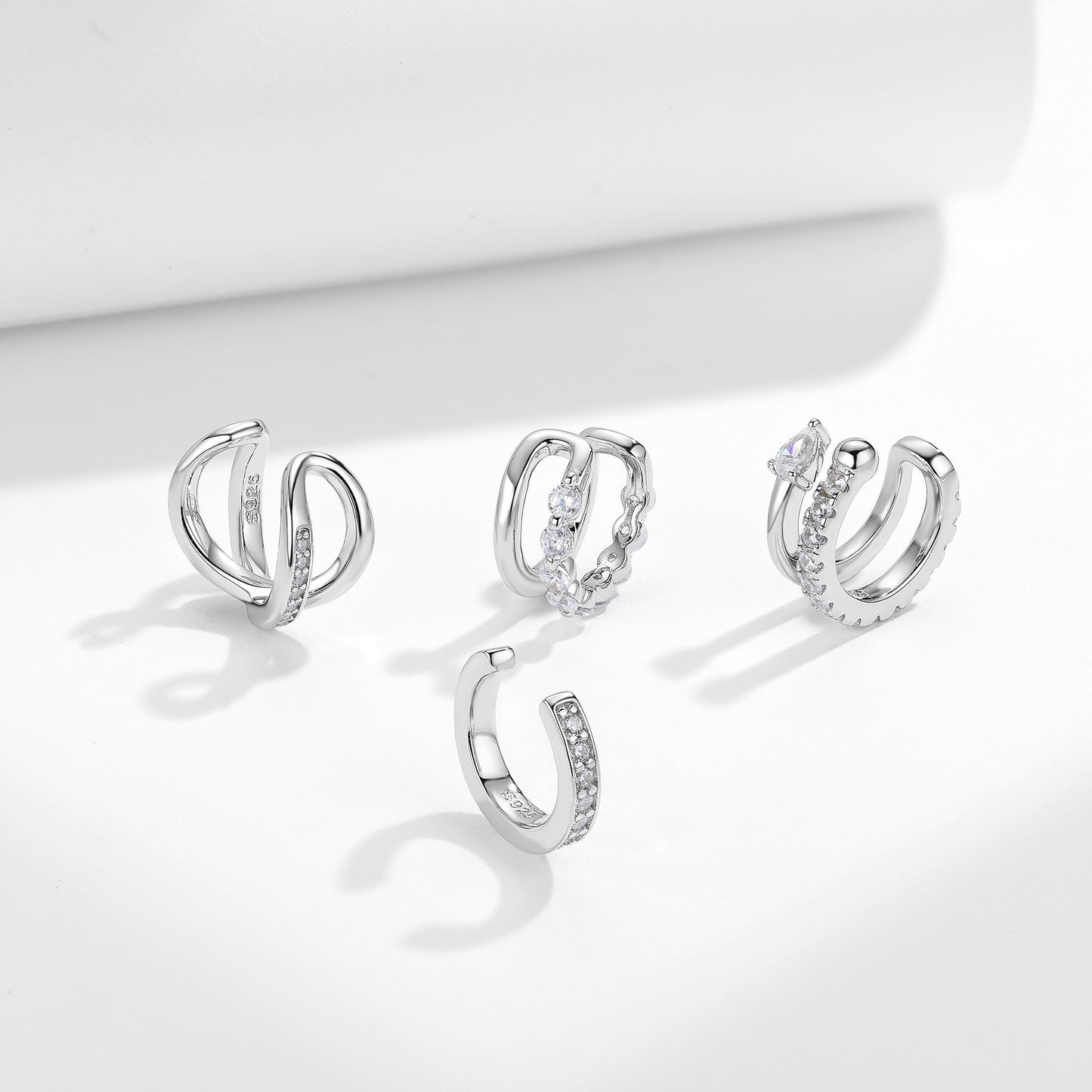 Korean Small Fresh Earless Women's Ear Clips S925 Silver-Plated Moissanite Earrings