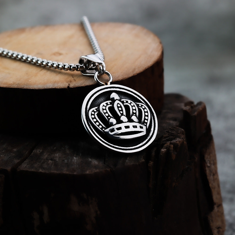 Cross-Border New Products Pendant Crown Round Men's Jewelry
