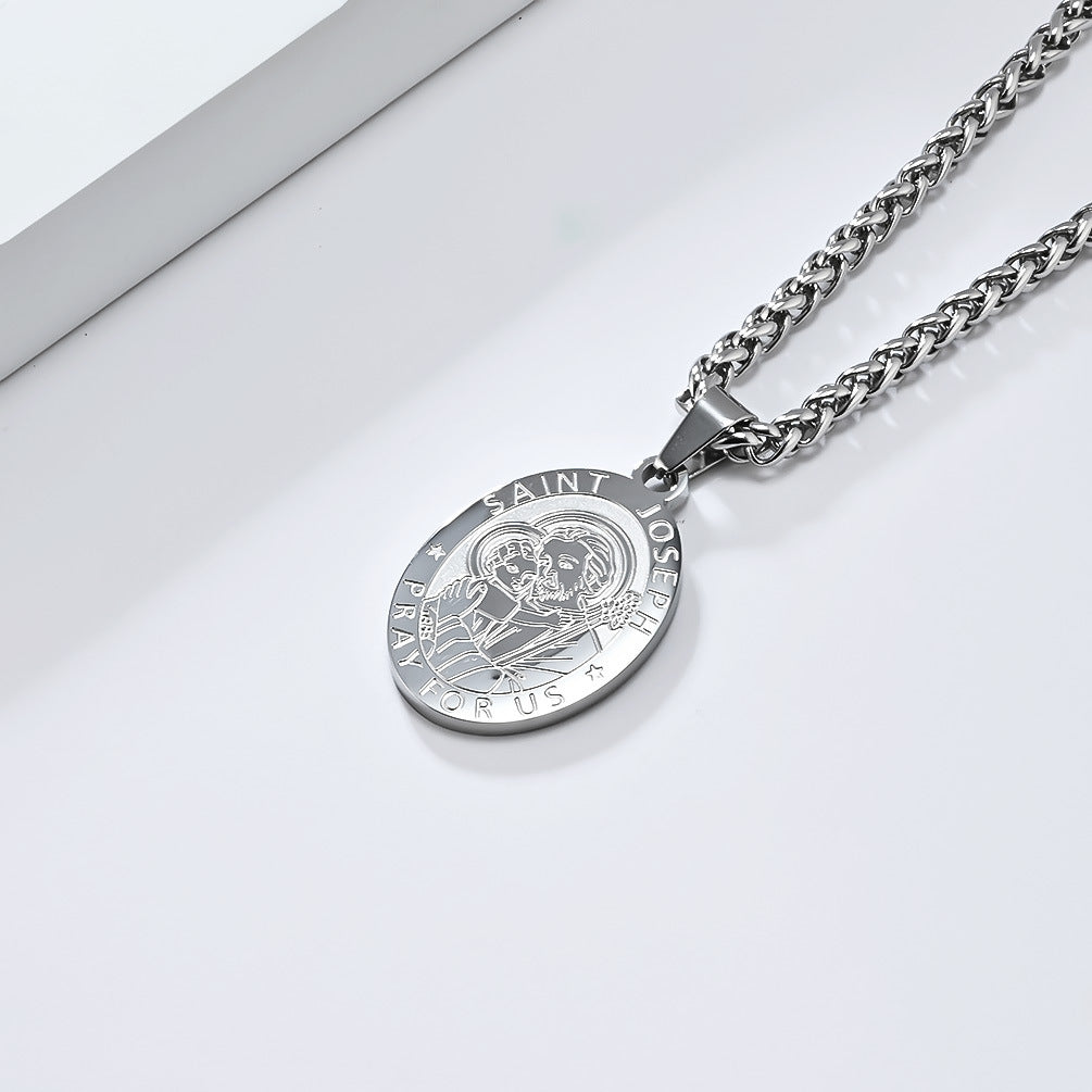 St. Michael the Archangel Titanium Steel Pendant Necklace for Men and Women Holiday Gifts