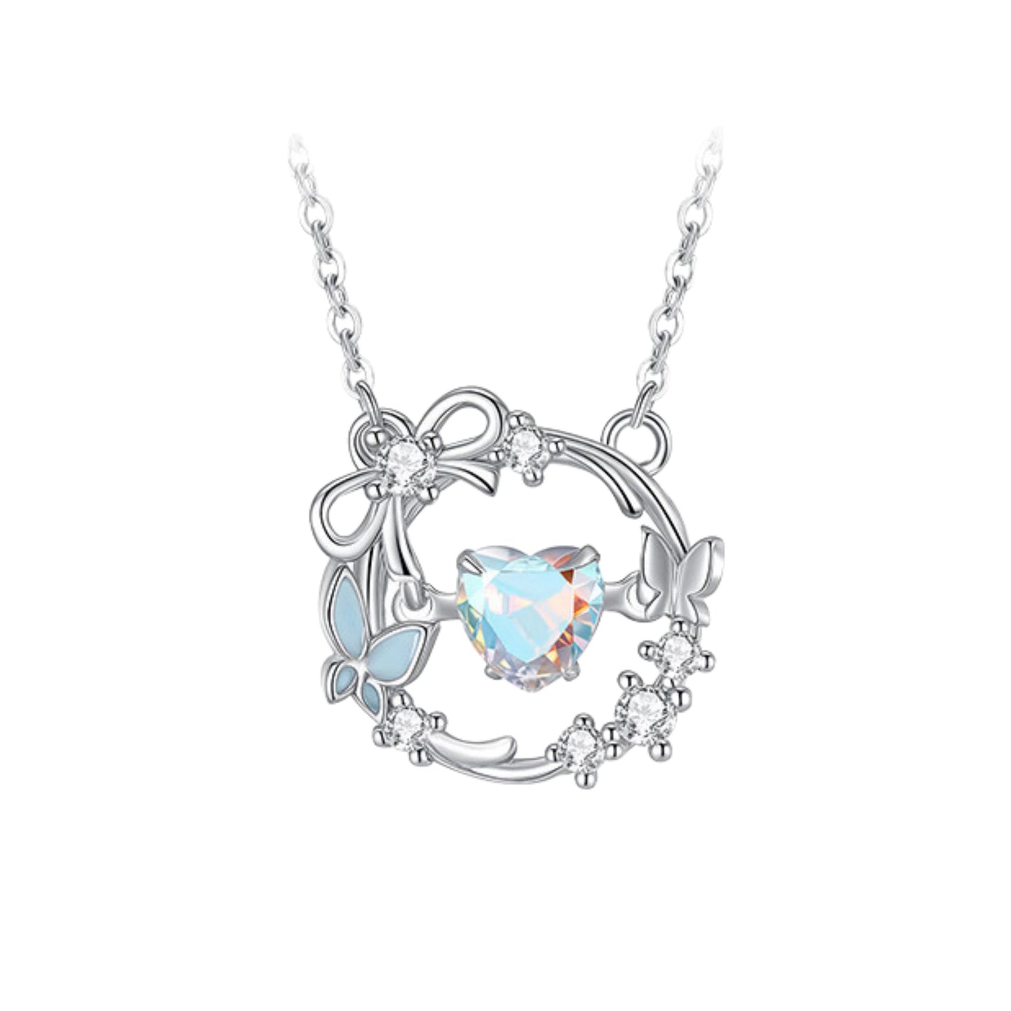 Planderful Sterling Silver Heart Wreath Necklace For Women Everyday Genie Light Luxury Design Pendant Gift