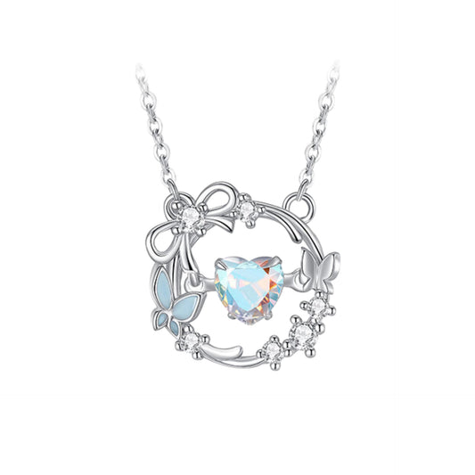 Planderful Sterling Silver Heart Wreath Necklace For Women Everyday Genie Light Luxury Design Pendant Gift