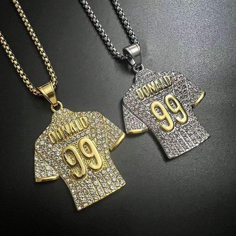Hip Hop Necklace Titanium Steel Gold Plated Zircon NFL Jersey No 99 Pendant For Fans By Planderful Everyday Genie