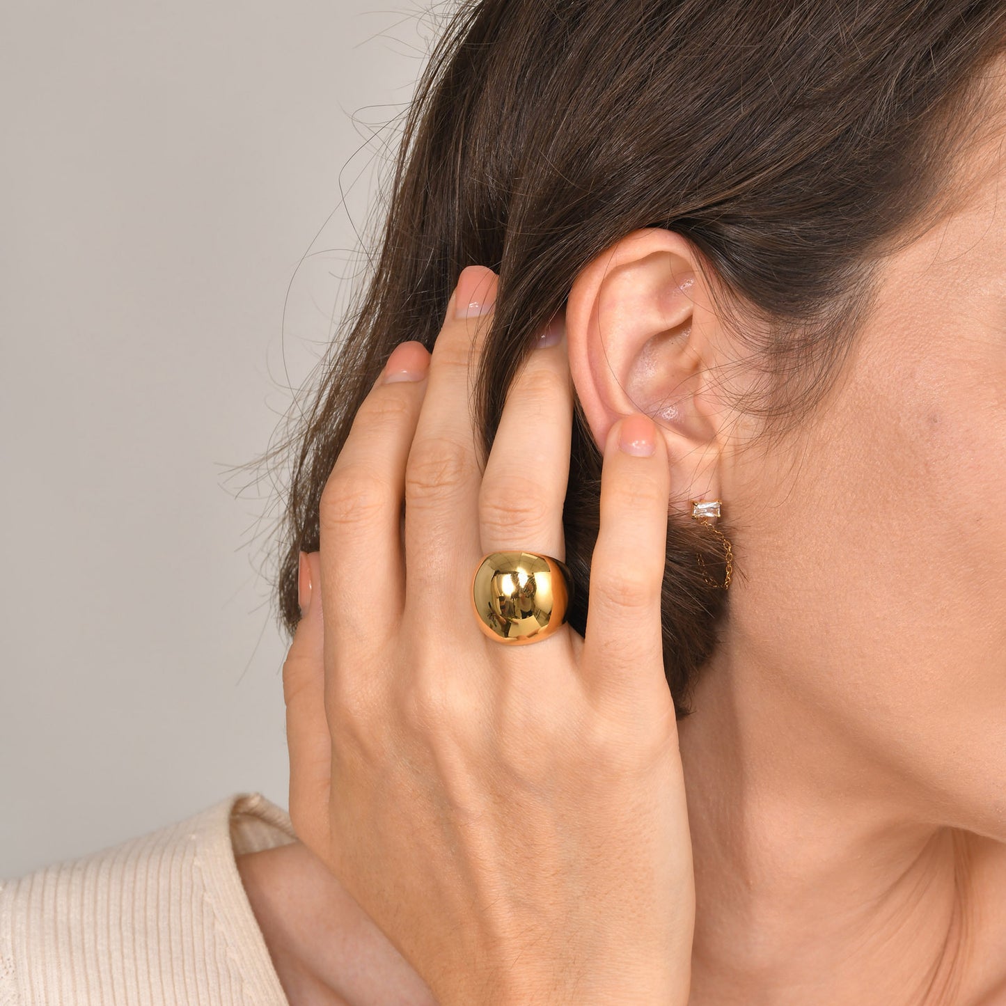 European And American Accessories Gold Female Ring Curved