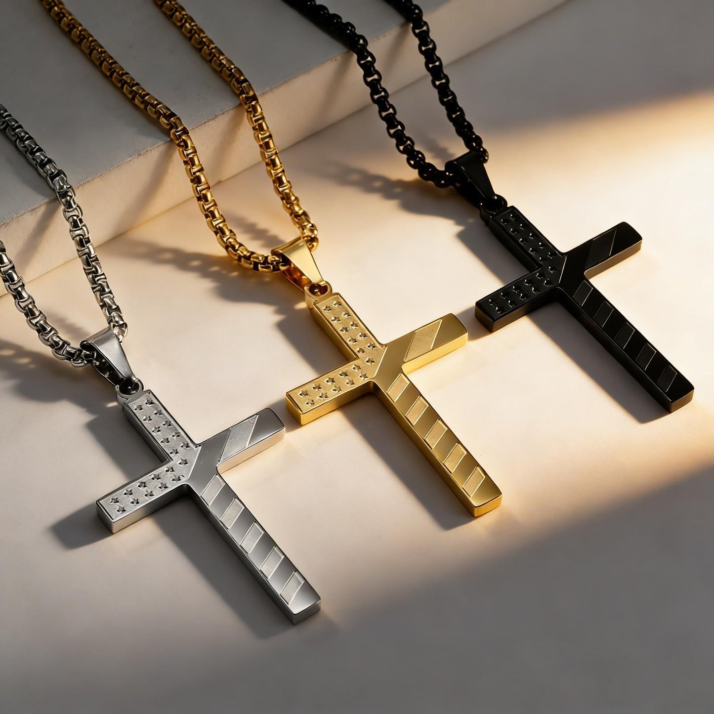 Planderful American Flag Cross Necklace Titanium Steel Unisex Hip Hop Style Premium Daily Wear