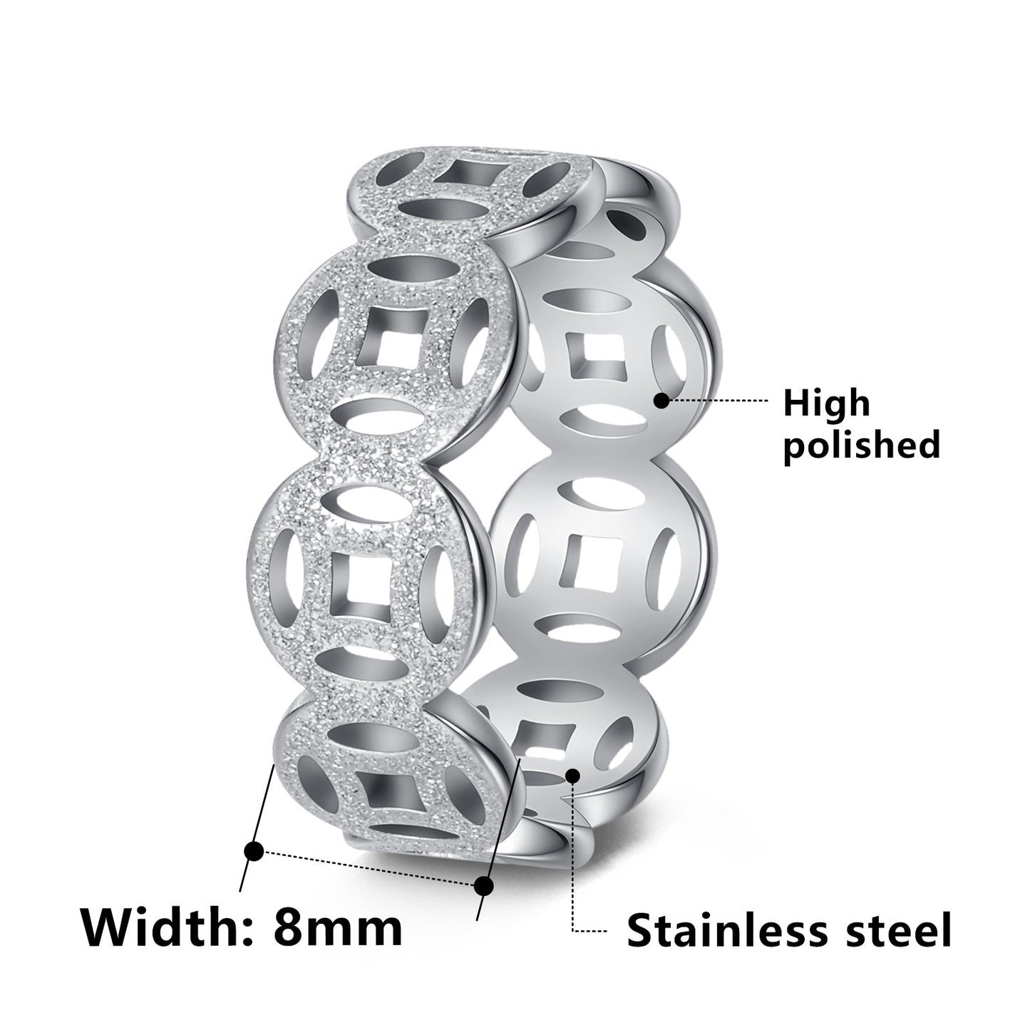 Planderful Everyday Genie Copper Coin Titanium Steel Ring For Unisex Couples Protection Gift