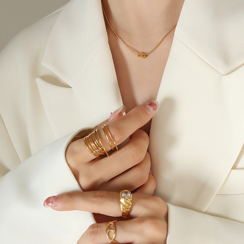 Mini Spiral Pendant Necklace with Feminine Niche Design, 18k Gold Plated Titanium Steel Chain