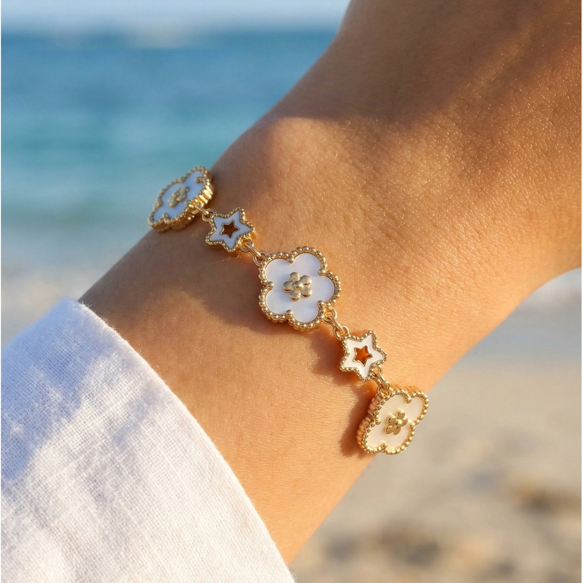 Flower Adjustable Stainless Steel Bracelet