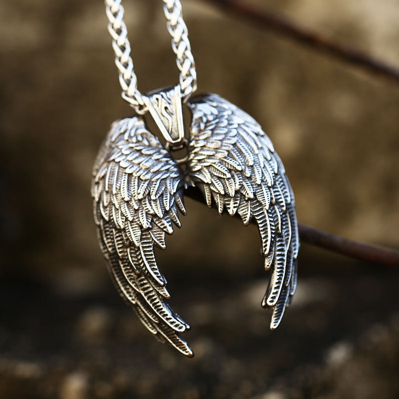 Timeless Retro Titanium Steel Angel Wings Pendant for Men and Women