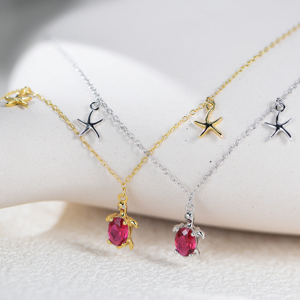 Bohemian S925 Sterling Silver Turtle Starfish Pendant Anklet Girl Tide Foot Bracelet