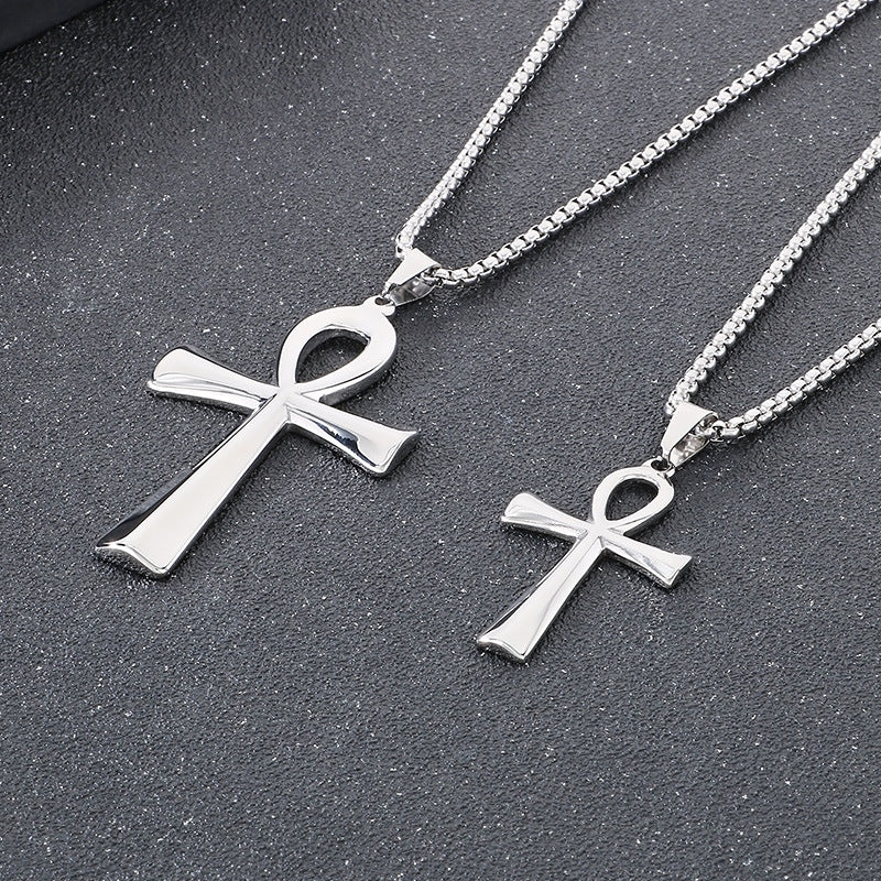 Planderful Anka Cross Necklace For Men Smooth Titanium