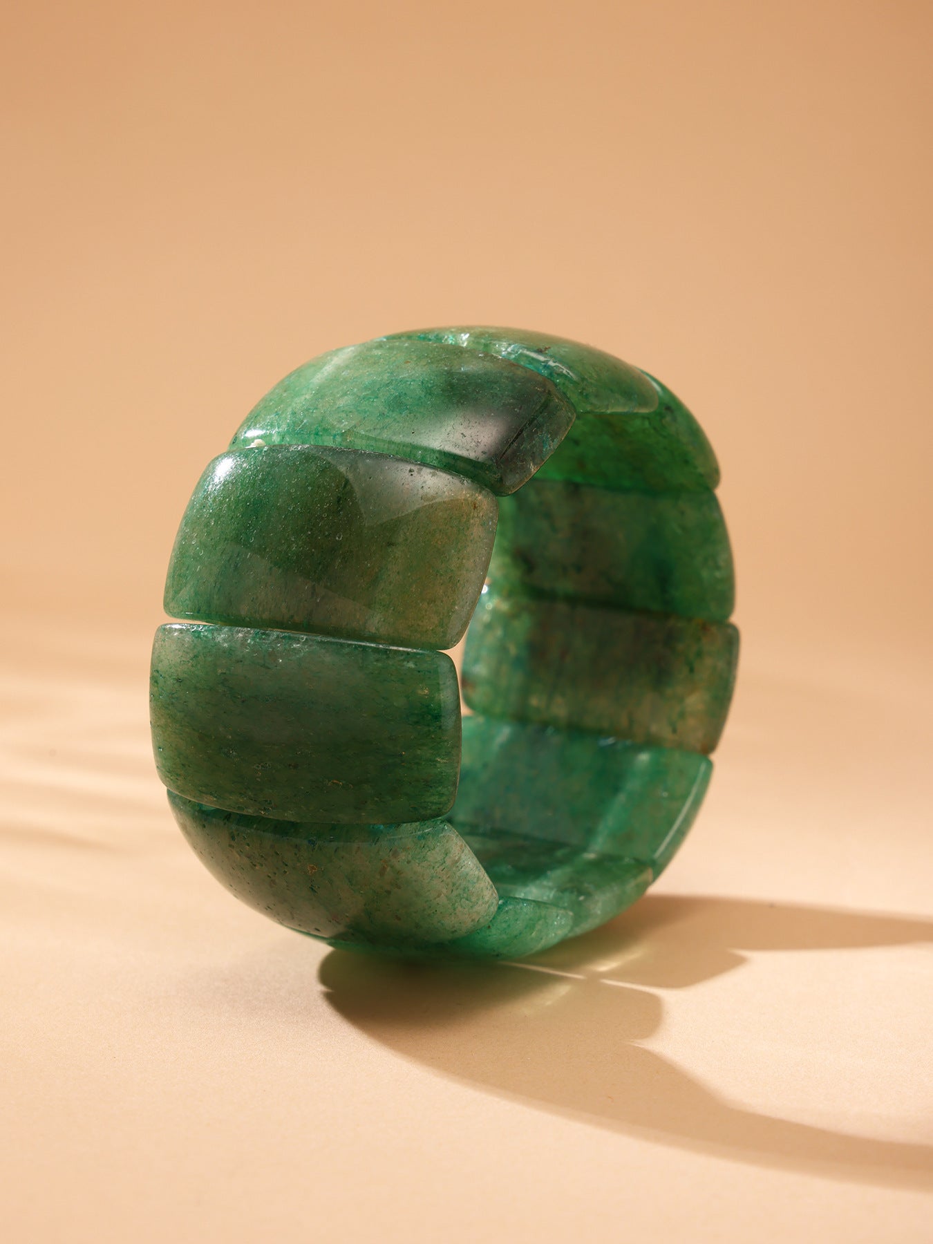 Planderful Jadeite Green Wide Faced Elastic Bracelet Women