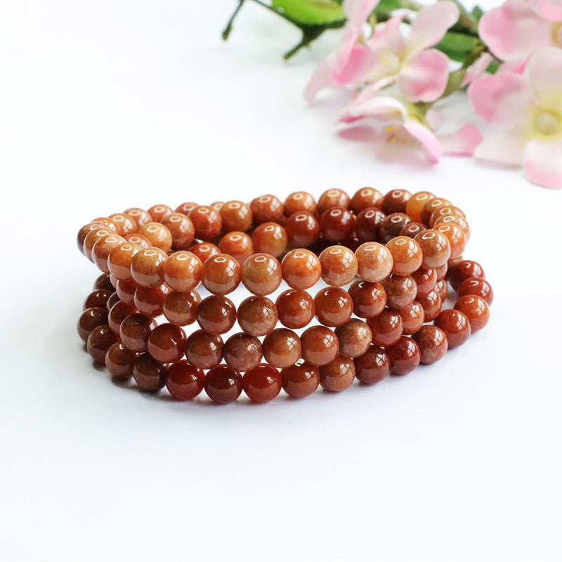 Natural Jade Necklace A Grade Red Jade Bead String 8mm Jade Jewelry