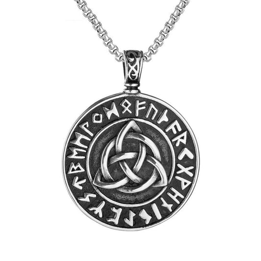 Planderful Viking Nordic Pendant Necklace For Men Titanium Steel Durable Round Charm Accessory