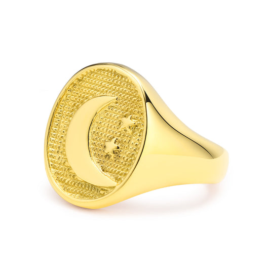 Stainless Steel Star Moon Casting Ring Gold for Ladies