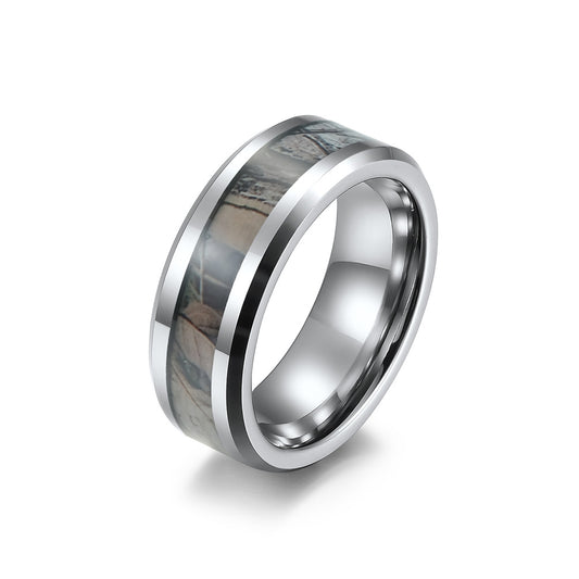 Tungsten Steel Inlaid Camouflage Men's Ring Jewelry