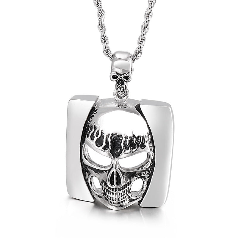 Ghostly Skull Hip-Hop Pendant in Titanium Steel for Men - Retro European and American Style