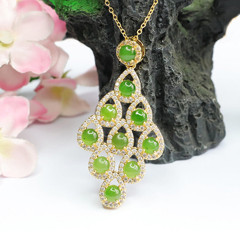 Jade Rhombus Necklace with Sterling Silver Chain