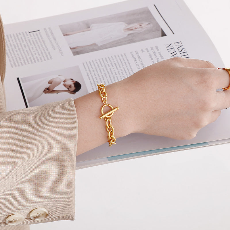 Planderful Jewelry Stainless Steel Cross Buckle Bracelet