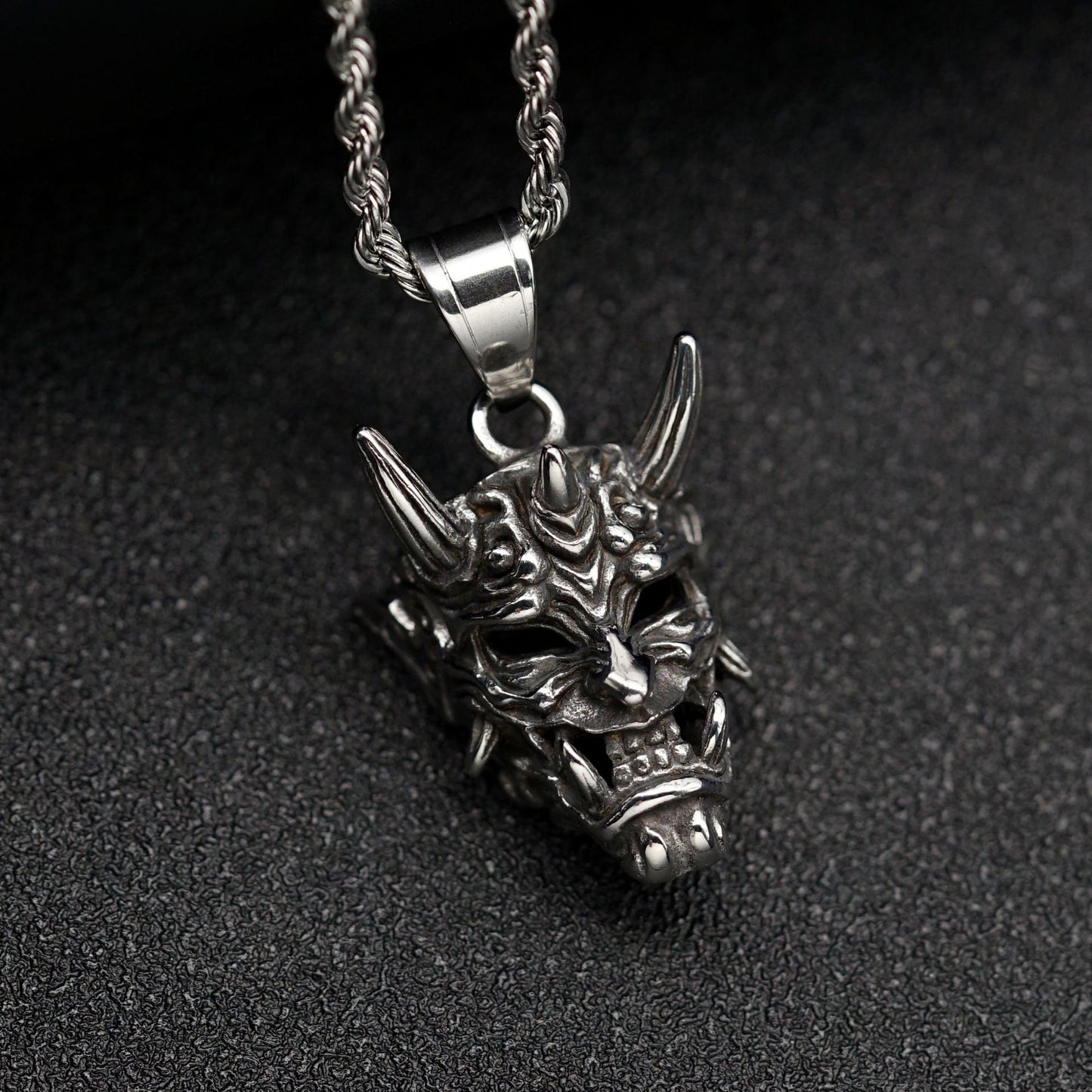 Steel Necklace – Vintage Ghost Mask Pendant