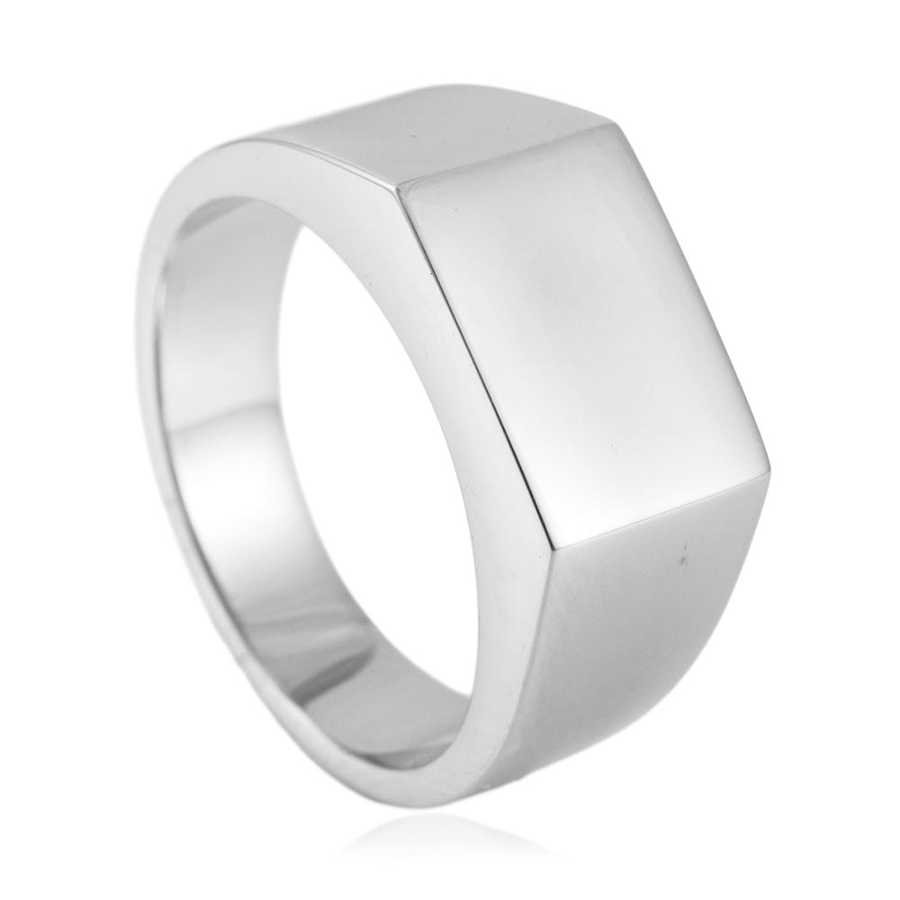 Retro Multi-Color Titanium Steel Rectangular Ring for Men - European and American Style