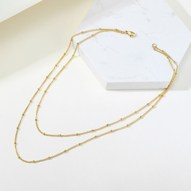 Stainless Steel Bead Chain Necklace Gold Women's 2MM Chain