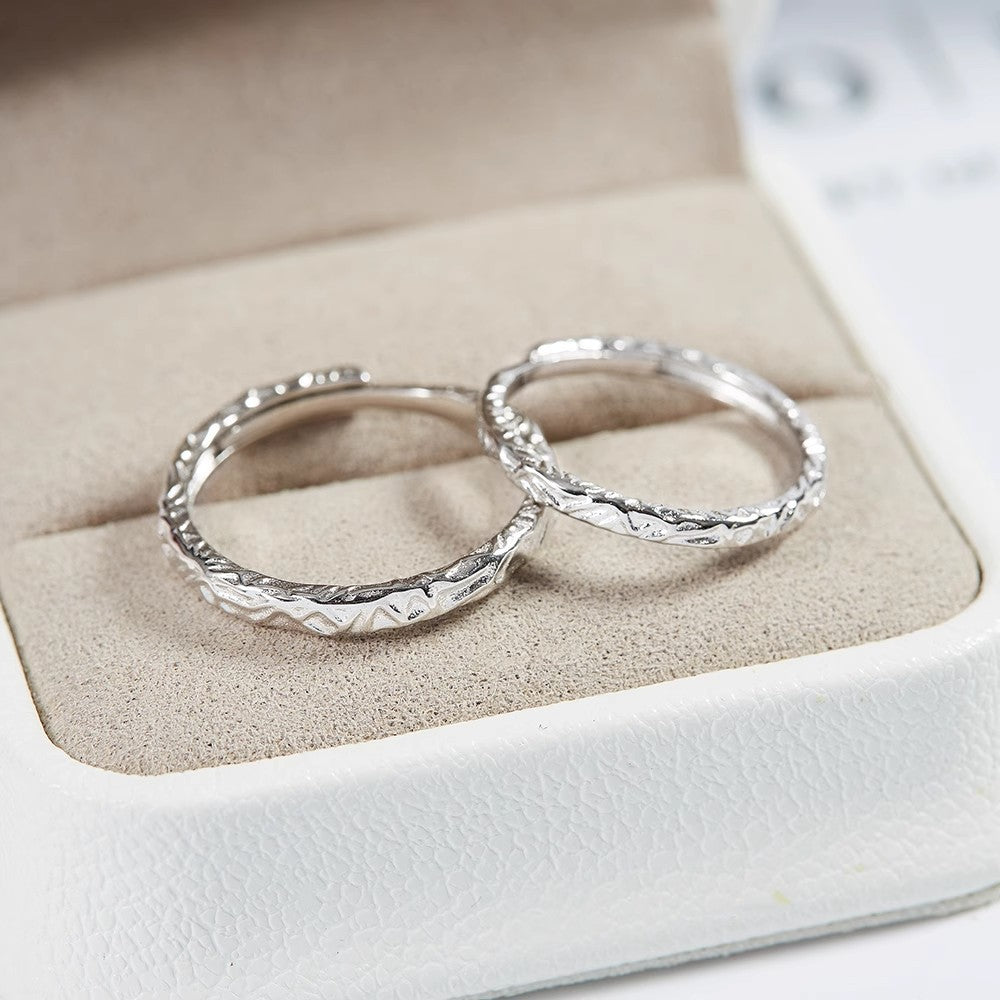 999 Sterling Silver Candy Paper Unique Open Ring for Couples