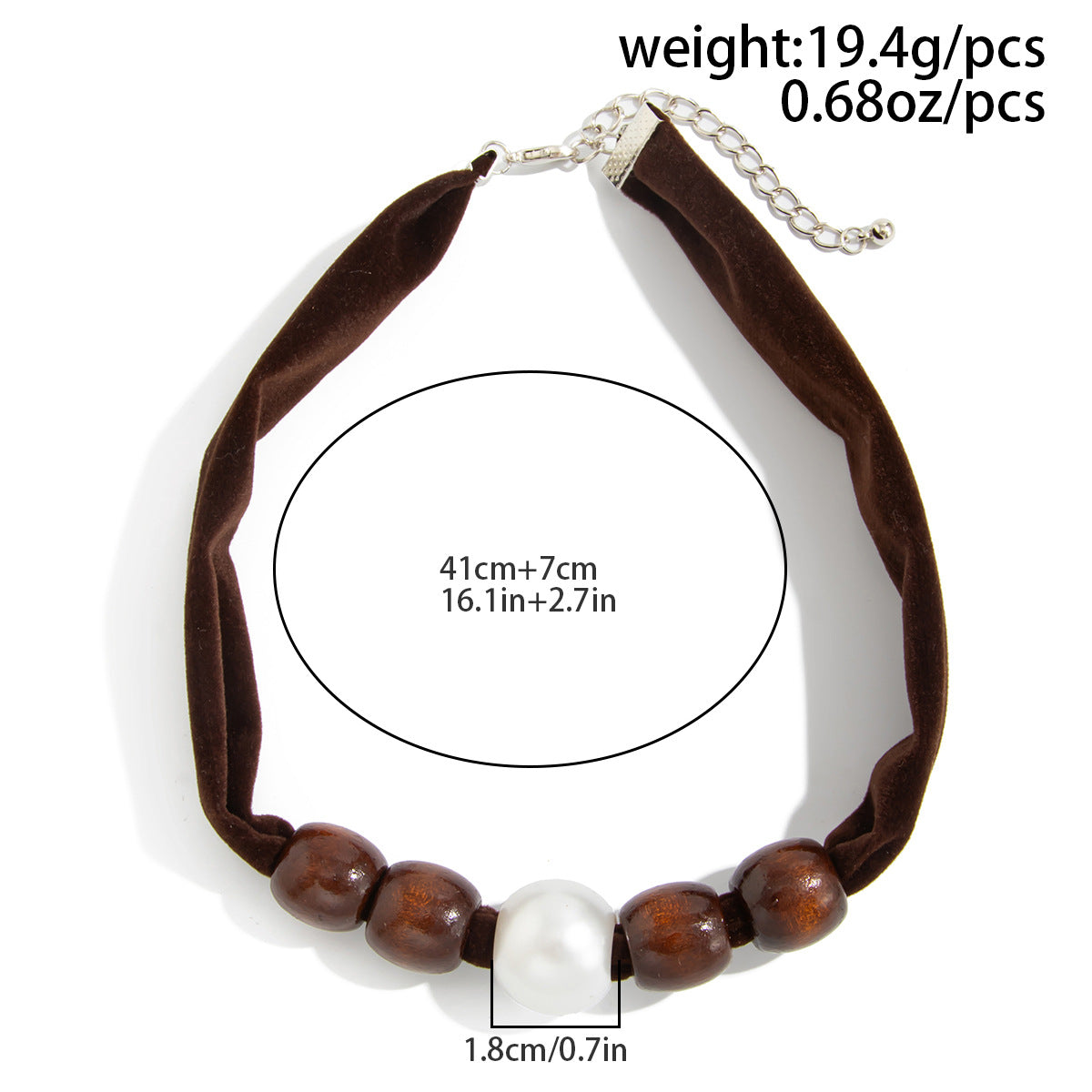Wood Bead Pearl-Style Collarbone Necklace