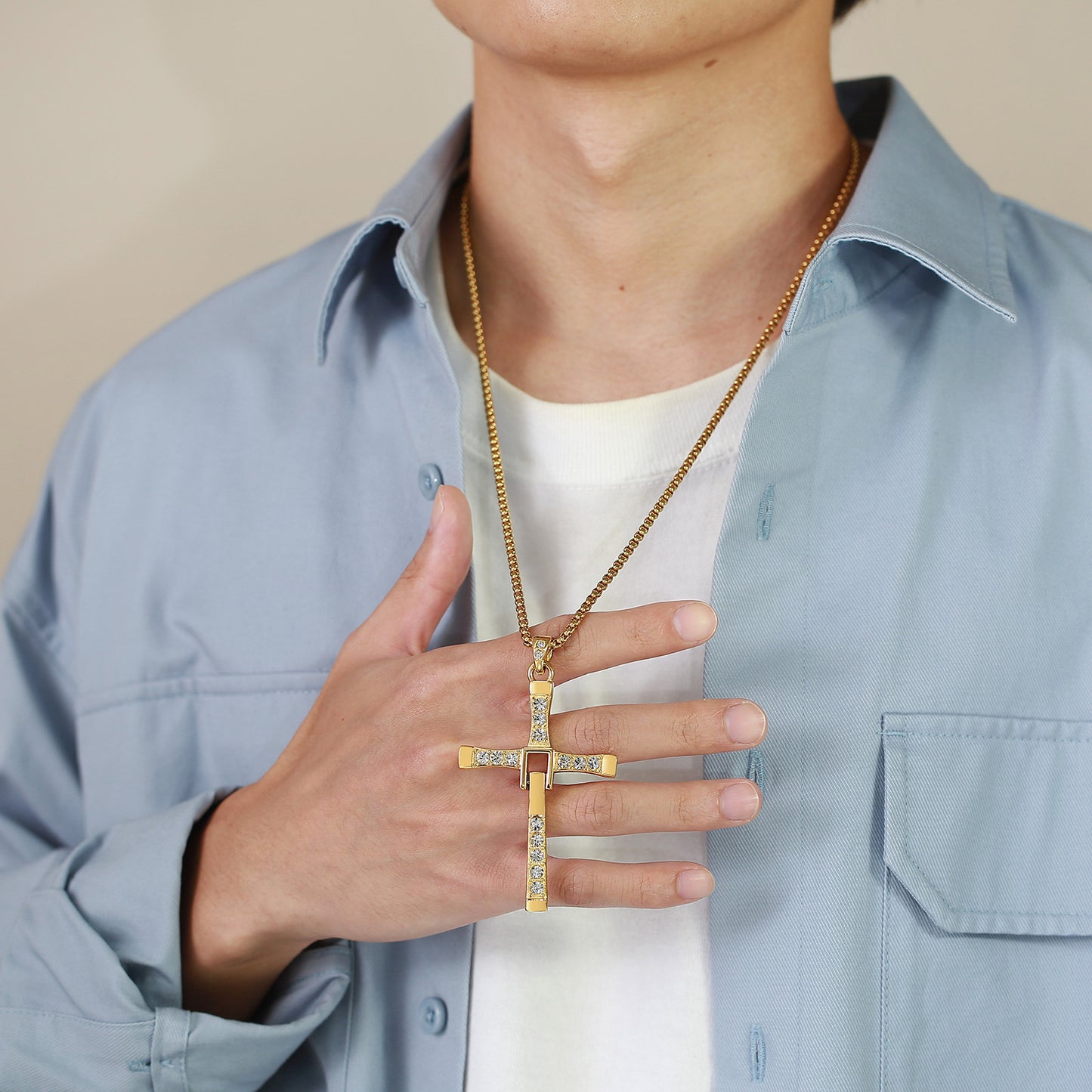 Cross-Border European And American Men's Jewelry Cross Pendant Necklace Zircon Hip-Hop Accessories For Men