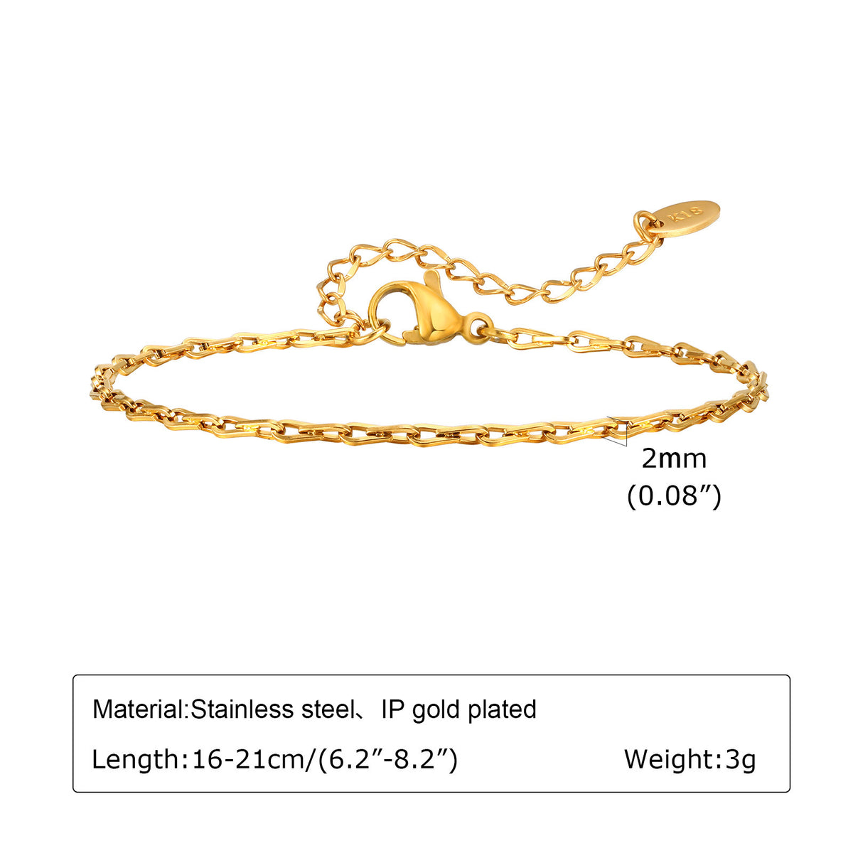 Handmade Chain Gold Stainless Steel Bracelet for Women