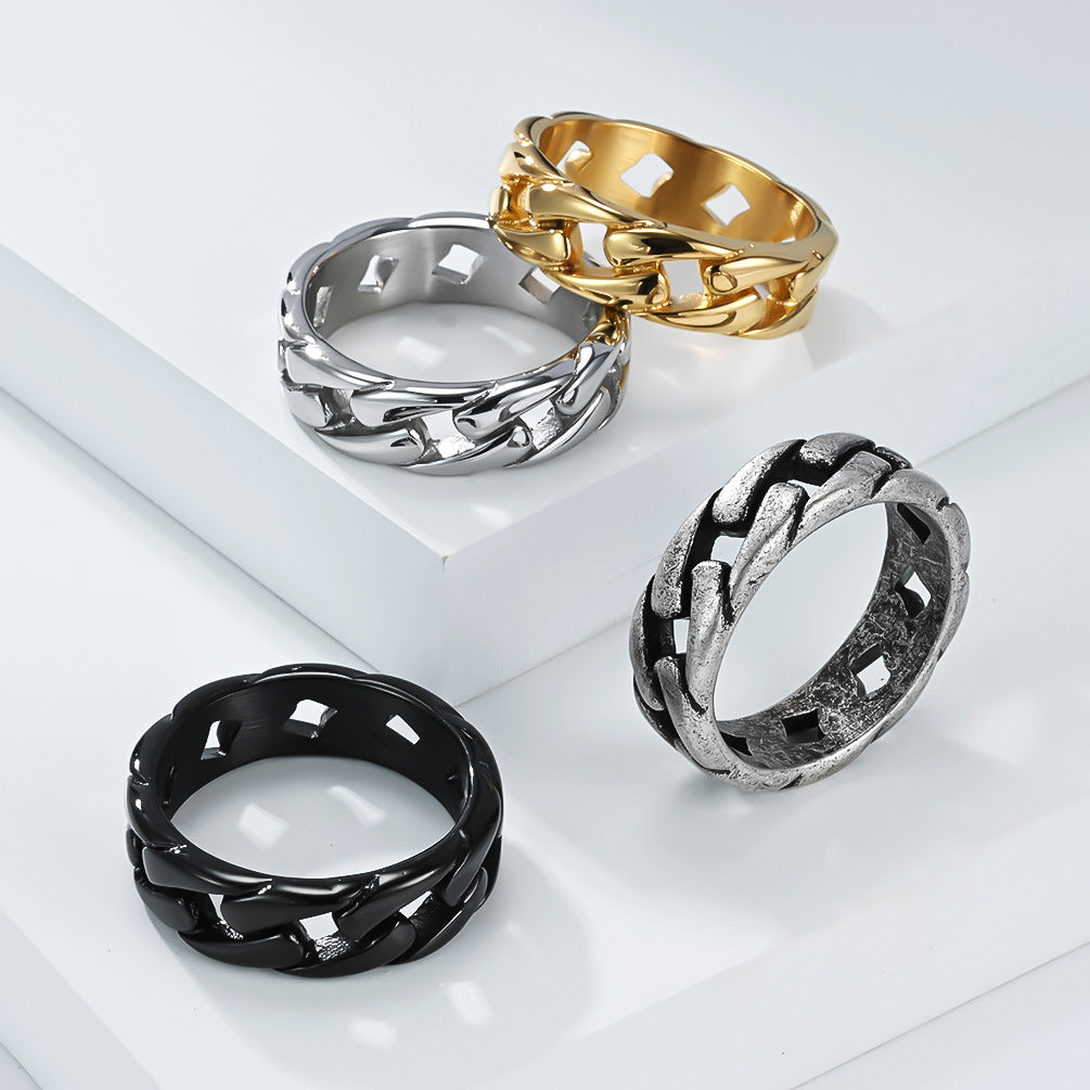 Cuban Chain Ring Men Planderful Everyday Genie Unisex Punk Style Protection Statement Jewelry