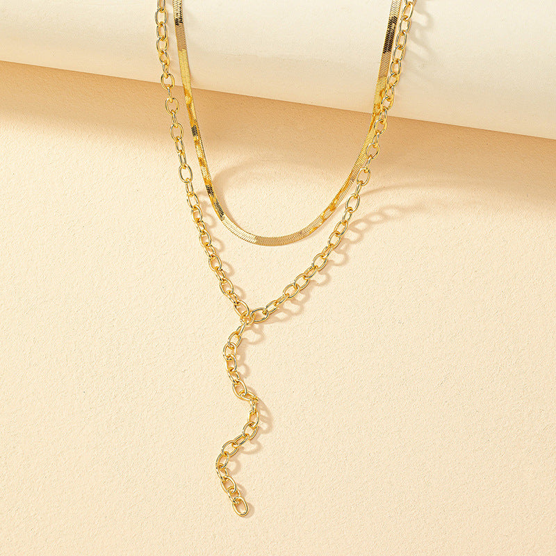 Double-Layered European Style Necklace with Niche Design and High-End Metal - Vienna Verve Collection