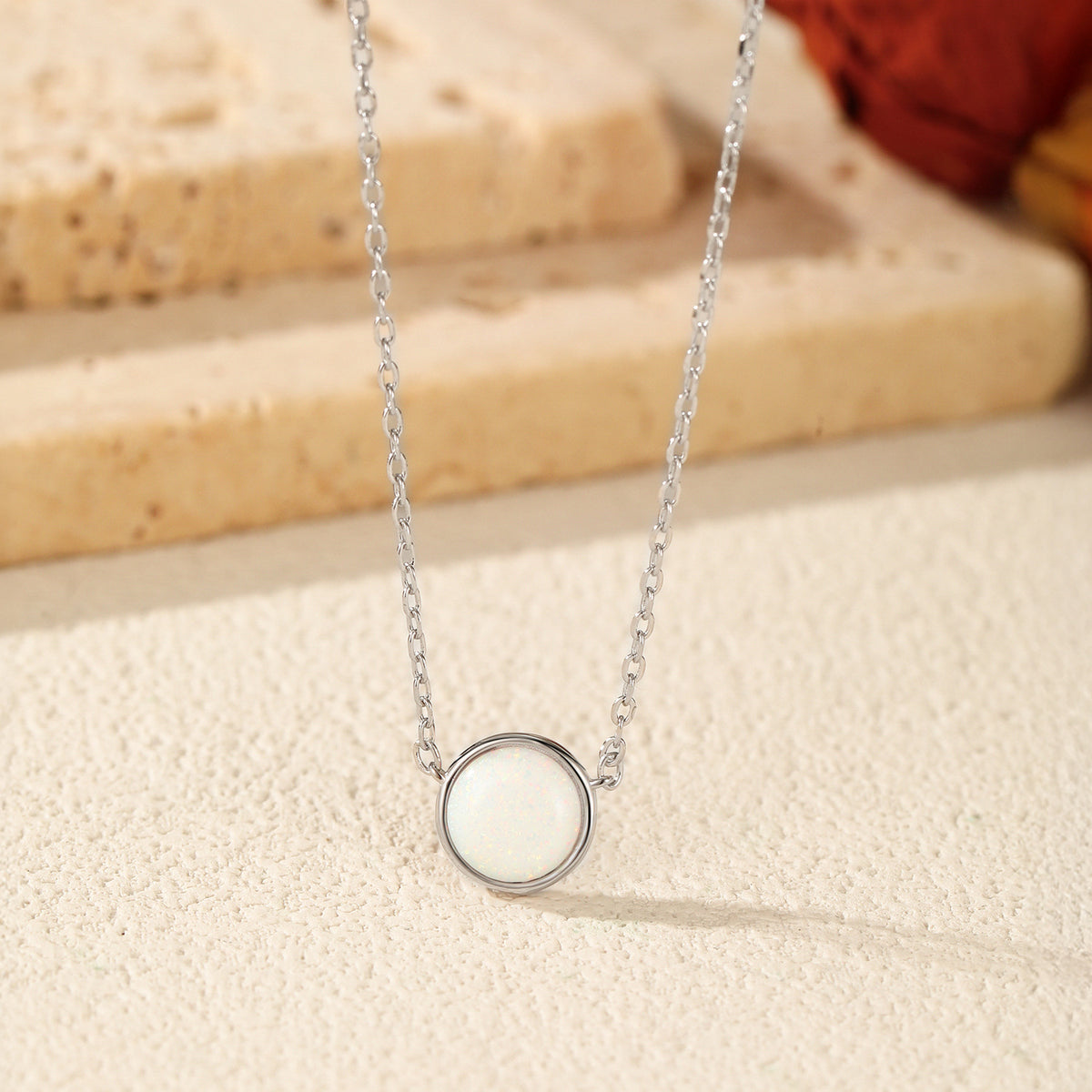 925 Sterling Silver Opal Necklace