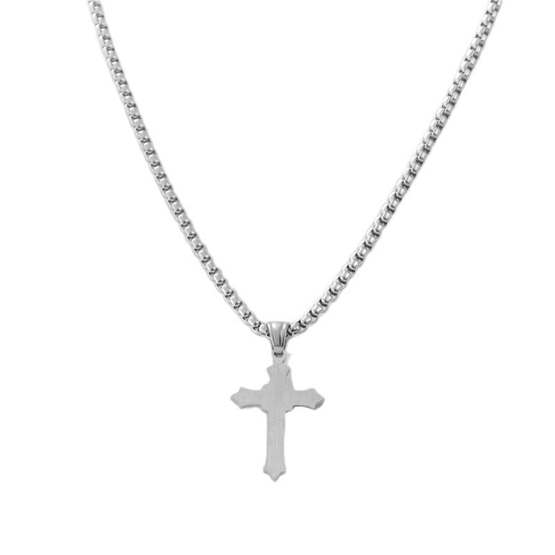 Personalized Retro Titanium Steel Cross Pendant Necklace for Trendy Men