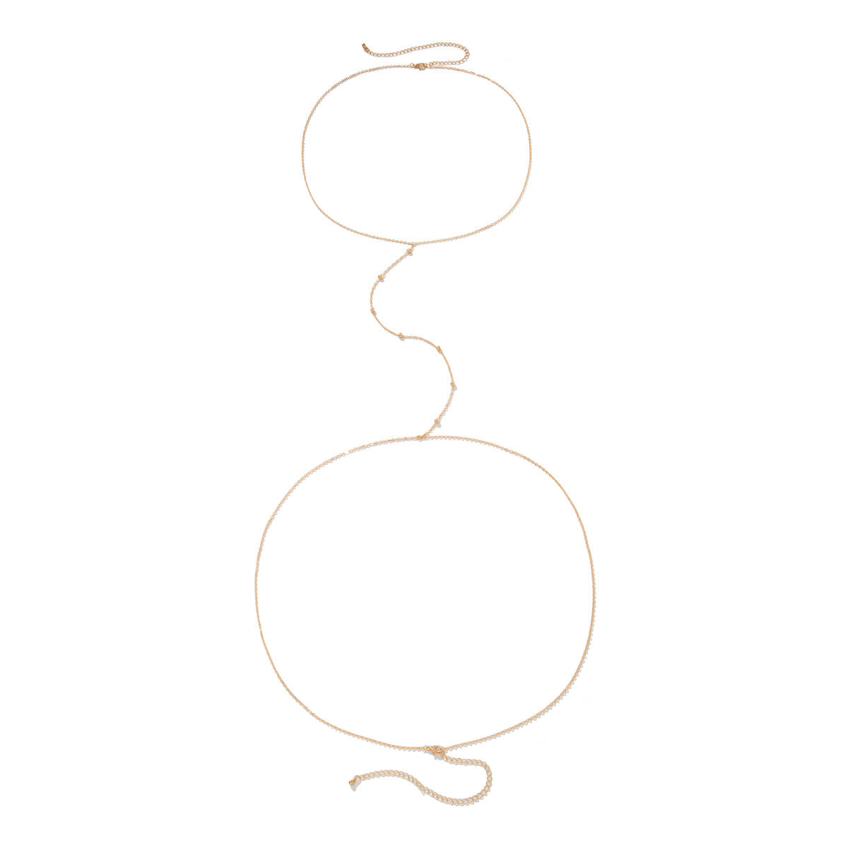 Elegant Hollow Body Chain Necklace and Waist Chain Set with Round Beads for Women