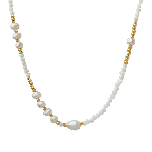 Elegant French Style Freshwater Pearl Beaded Necklace - Luxe Jewelry Piece