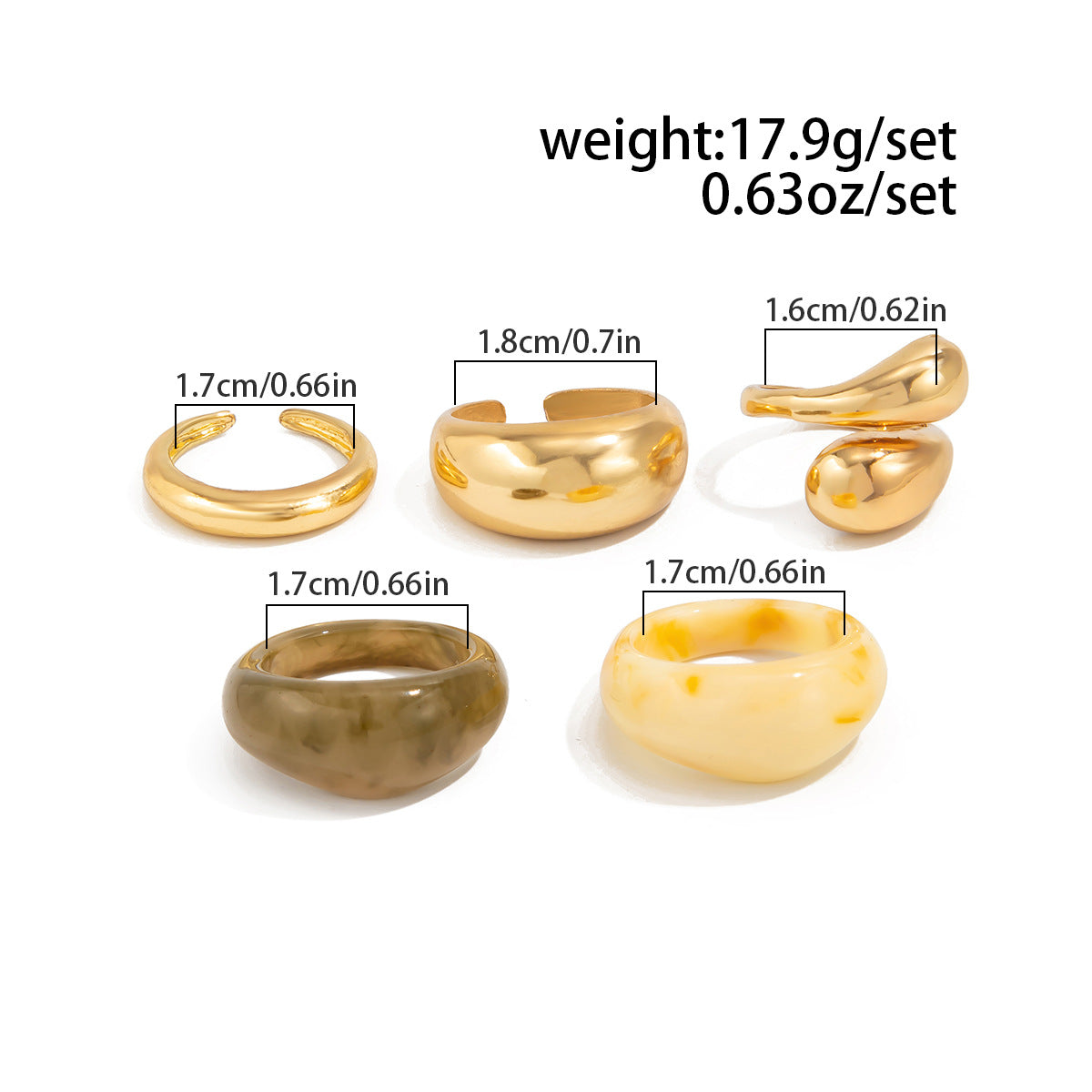 Planderful Geometric Landscape Ring Set With Resin Inlay Vienna Verve Collection Statement Jewelry For Women