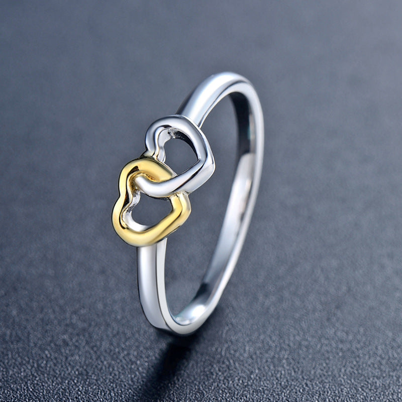 Heart-shaped Sterling Silver Hollow Ring for Women
