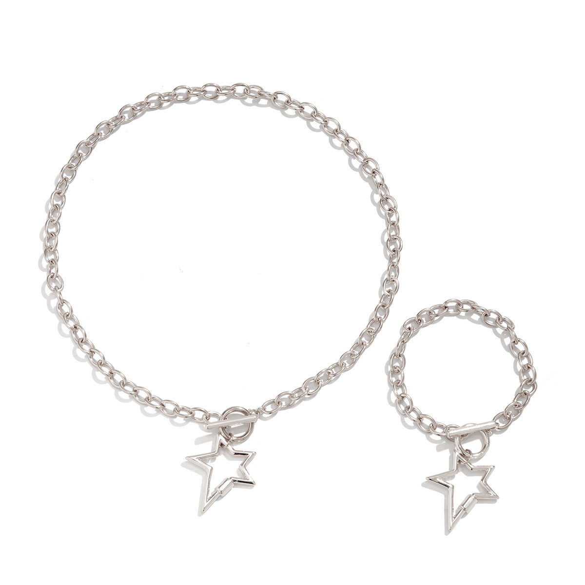 Metal Hollow Street Photography Necklace Set for European and American Love, Women's Exaggerated Cross-border Necklace