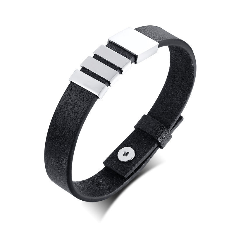 Stainless Steel Leather Rope Vintage Bracelet for Men