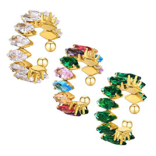 Stainless Steel Dream Girl Color Horse Eye Zircon Ring