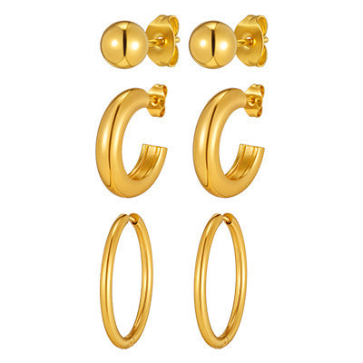 Coordinated Gold-Tone Earring Sets — 3 Styles