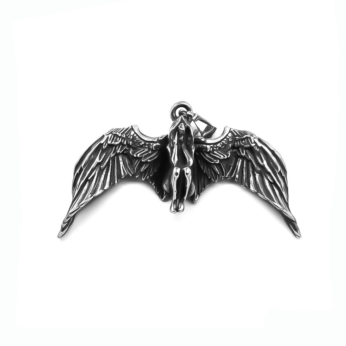 Stainless Steel Men's Pendant – Meditation Fallen Angel Necklace Pendant
