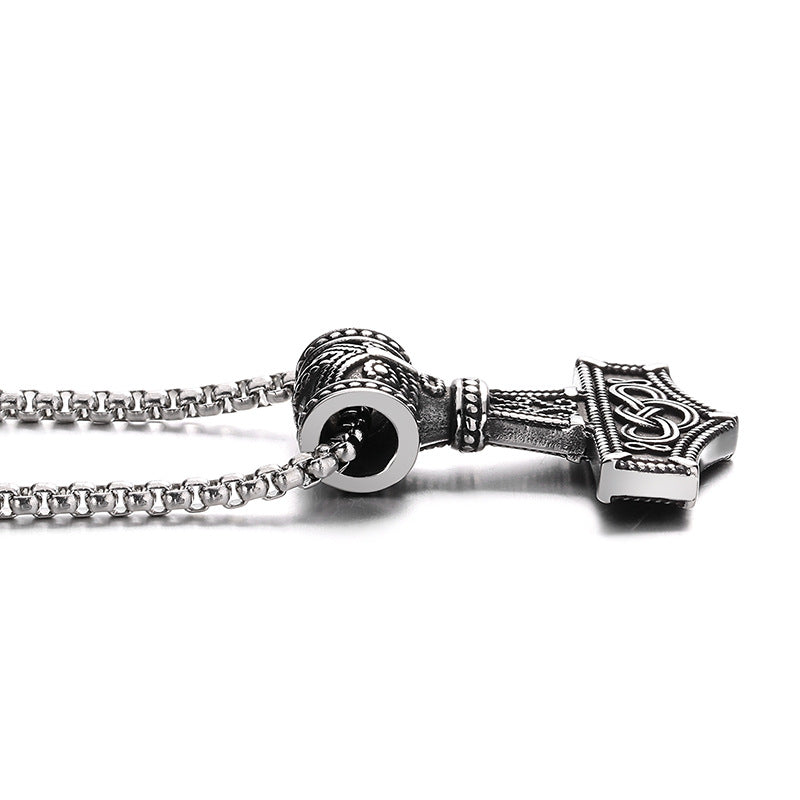 Steel Necklace - Vintage Nordic Thor's Hammer Pendant For Men Everyday Viking Style Accessory